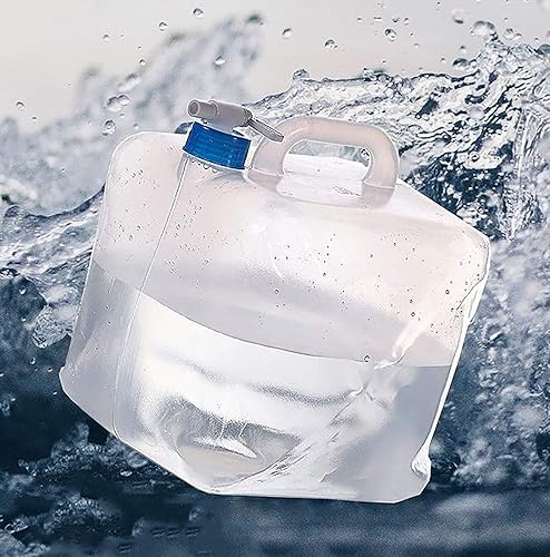 Miniatura 6 de Cedilis Paquete de 2 recipientes de agua plegables de 5.3 galones con grifo, jarra de almacenamiento de agua segura para alimentos, sin BPA, jarra