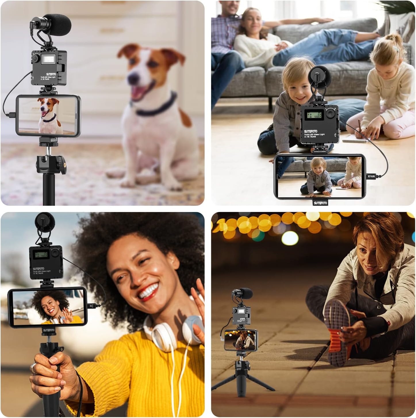 70% оƒƒ Evеrуthіng Sutefoto Smartphone Vlogging Kit, Phone Vlog Kit for Starter Kids Video Recording YouTube Tiktok Fitness Yoga with 2800-8500k Light & Diffuser + Microphone + Tripod + Phone Clip + Extension Pole