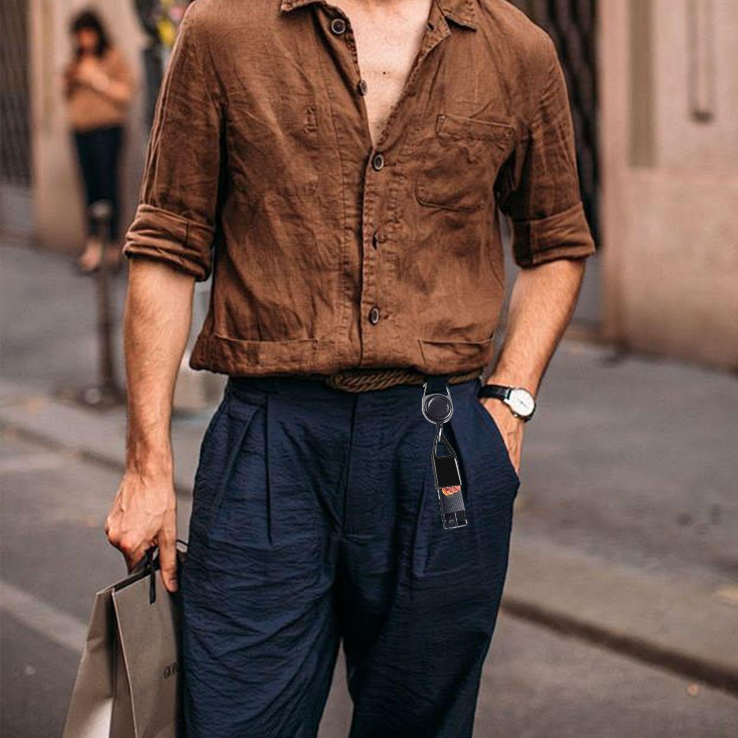 Étui Pour Briquet 4 Pièces Avec Cordon De Transport, Télescopique Avec Boucle Facile à Tirer, Protection Et Clip - Noir Et Blanc