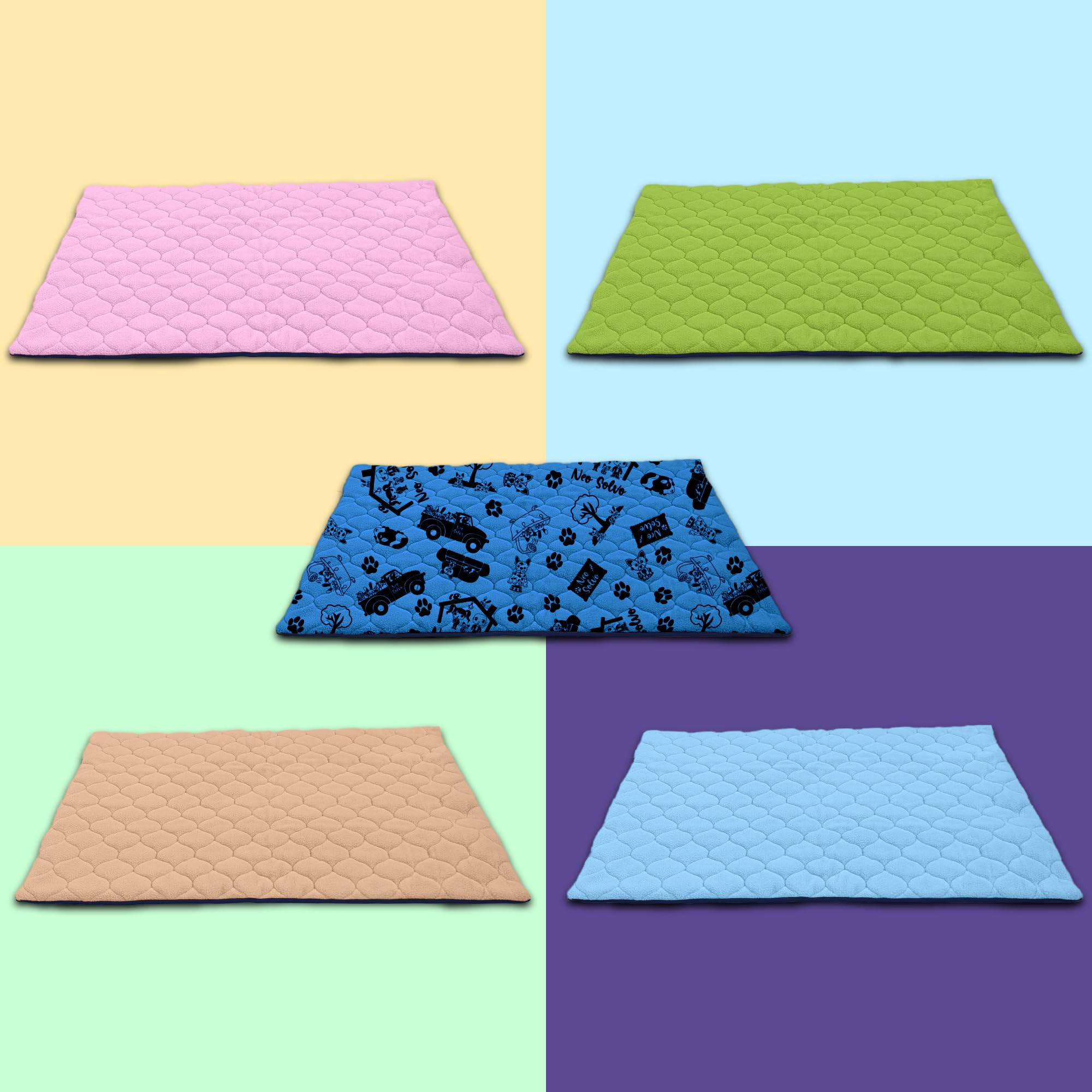 Tapis Litière Polaire pour Cochon d'Inde et Lapin - Absorbant et Imperméable - Lavable - Cage et Enclos - 105 x 70 cm - Bleu