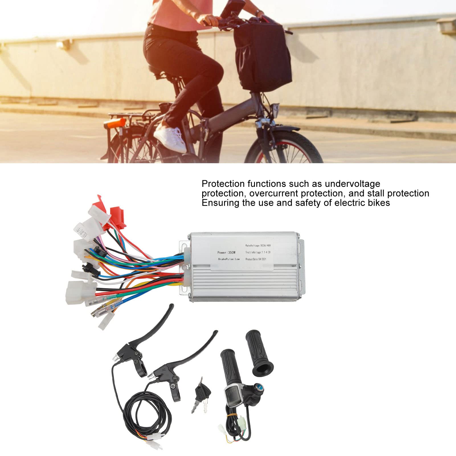 BuyWeek Kit Controller Motore Brushless Bici Elettrica, 36V 48V 250W Centralina Bici Elettrica con Leva Freno e Impugnatura Acceleratore