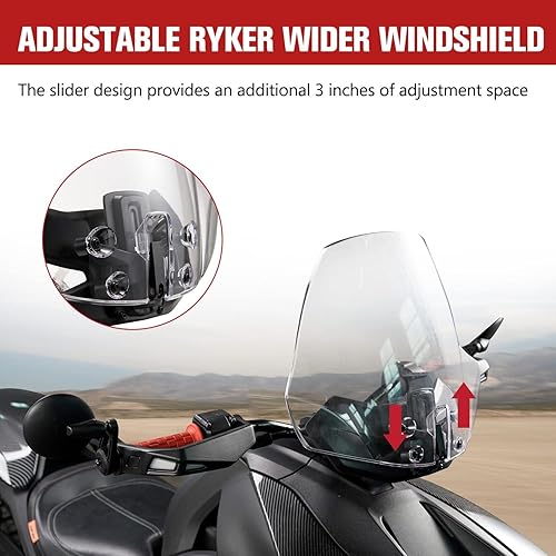 Miniatura 3 de A & UTV PRO Parabrisas Adventure Wider para Can Am Ryker 600, 900, accesorios Sport & Rally, deflector de viento ajustable XXL con revestimiento