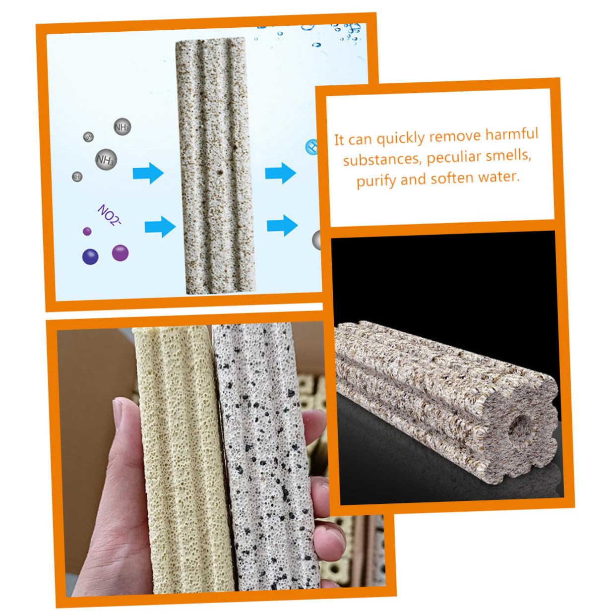LALAFINA Medios Filtrantes para Peceras 10 Piezas Estructura Porosa y Material Mineral Cortable para Filtro de Limpieza de Agua en Acuarios y Estanques