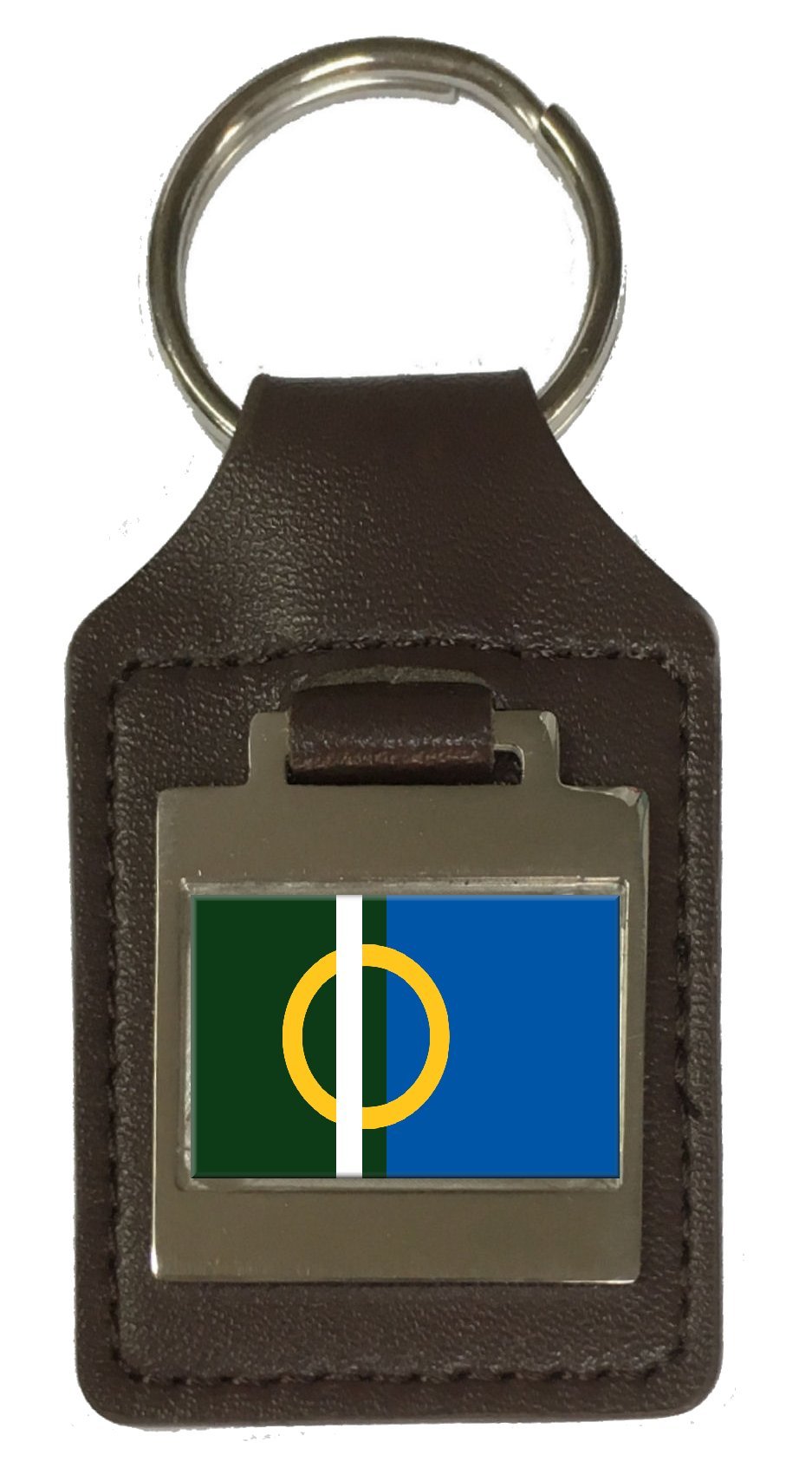 Schlüsselanhänger aus Leder mit Gravur Calne City England Flagge