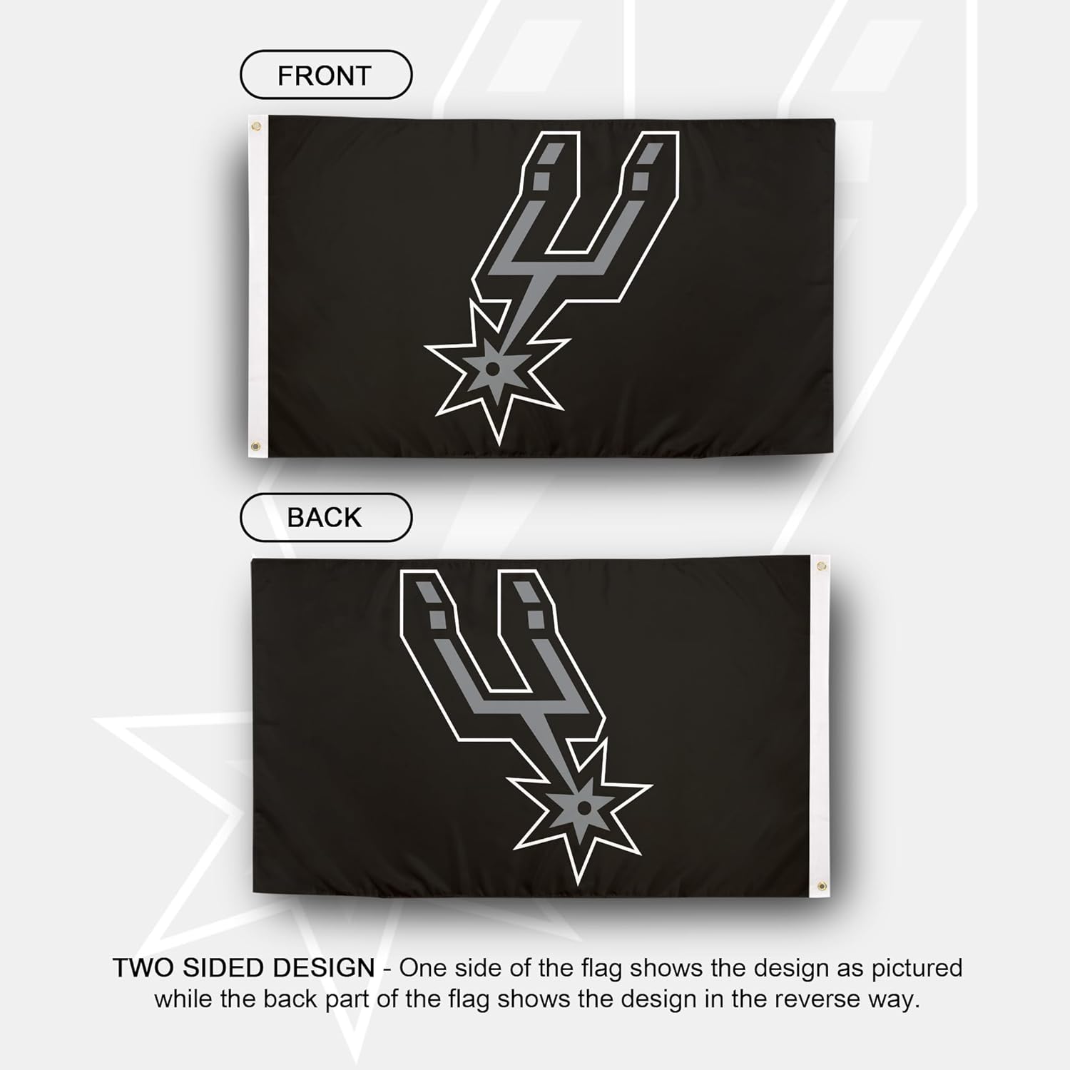 Desert Cactus San Antonio Spurs Flag NBA 100% Polyester Indoor Outdoor 3x5 feet National Basketball Association Team Flags (Flag #1) - Image 2