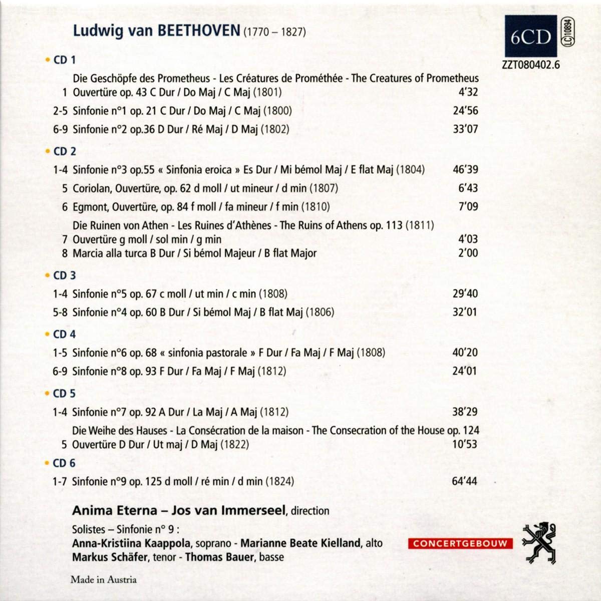 Beethoven: Symphonies - Ouvertures (coffret