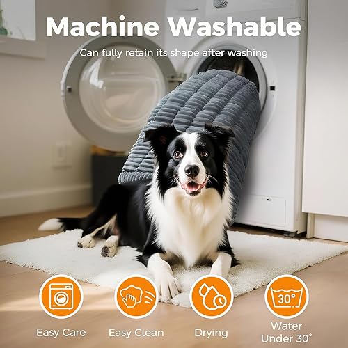 Miniatura 3 de Fundas mullidas para sofá de 3 cojines, aptas para mascotas, fundas de sofá lavables para perros, protector de sofá antideslizante (gris y azul,