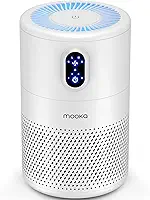 MOOKA Purificadores de ar para casa grande sala de até 1076 ft², limpador de filtro de ar HEPA verdadeiro H13, eliminador de odores, remover poeira de fumaça pólen pêlen, luz noturna, B-D02L branco