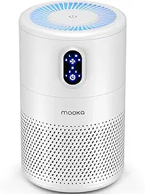 MOOKA Purificadores de ar para casa grande sala de até 1076 ft², limpador de filtro de ar HEPA verdadeiro H13, eliminador de odores, remover poeira de fumaça pólen pêlen, luz noturna, B-D02L branco