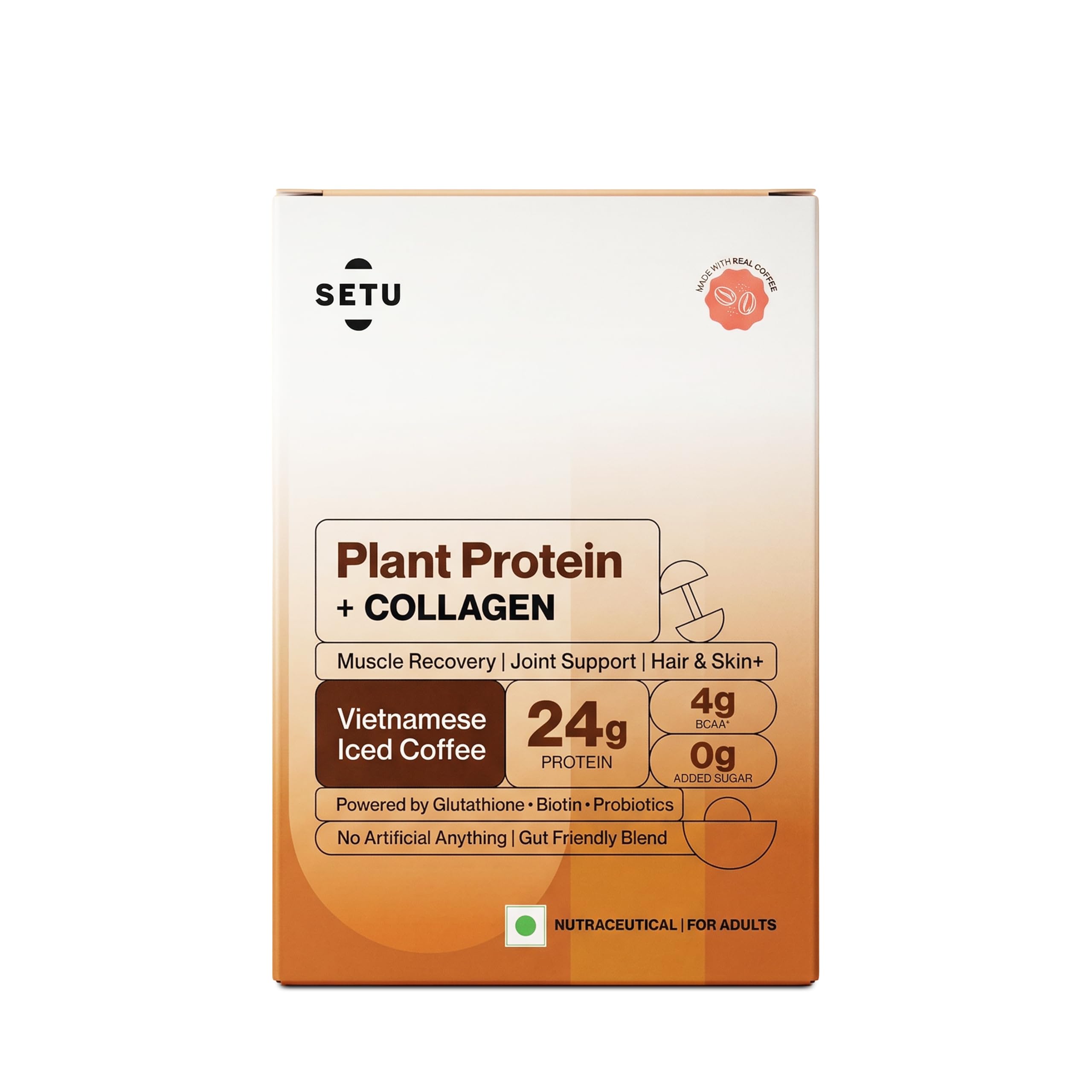 Setu Plant Protein + Veg Collagen | 24g Protein with Glutathione & Biotin | Pea & Rice Isolate | For Muscle, Skin & Hair | (Pack of 6 Single Serve Sachets)-image-30
