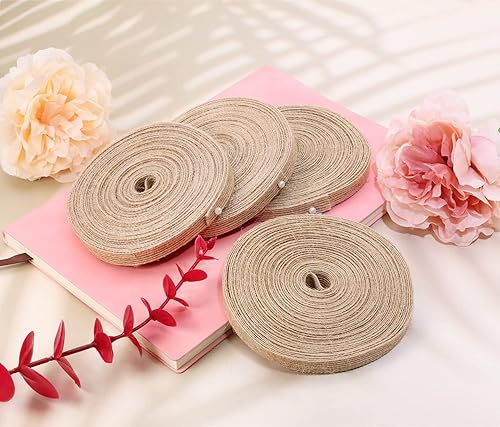 Vista 9 de Shapenty Cinta de tela de arpillera natural para bodas, fiestas, decoración del hogar, manualidades, adornos de Navidad, lazos para envolver