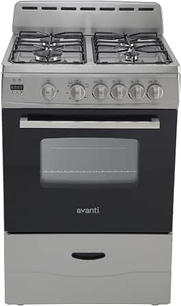 Avanti 24-Inch Compact Gas Range Oven with 4 Sealed Burners, 2.6 cu.ft. Oven, Stainless Steel
