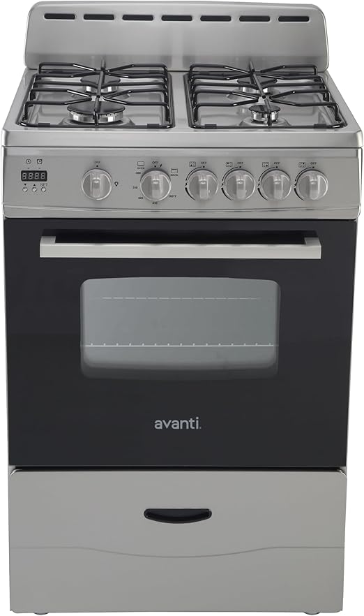 Avanti Compact Gas Range Oven 24-Inch with 4 Sealed Burners
