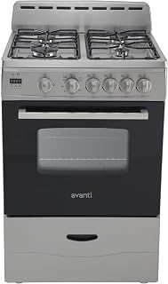 Avanti Compact Gas Range Oven 24-Inch with 4 Sealed Burners Automatic Electronic Ignition Large 2.6 cu.ft. Oven Storage Drawer Glass Door and Oven Light, in Stainless Steel