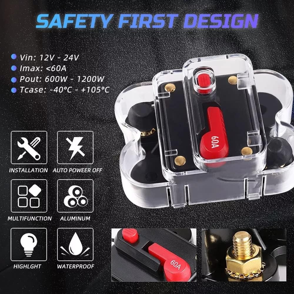 8 Gang Switch Panel, 12-24V Electronic Fuse System, for Car Truck Car Offroad UTV SUV Boat, with Harness and Label Sticker(Blue)