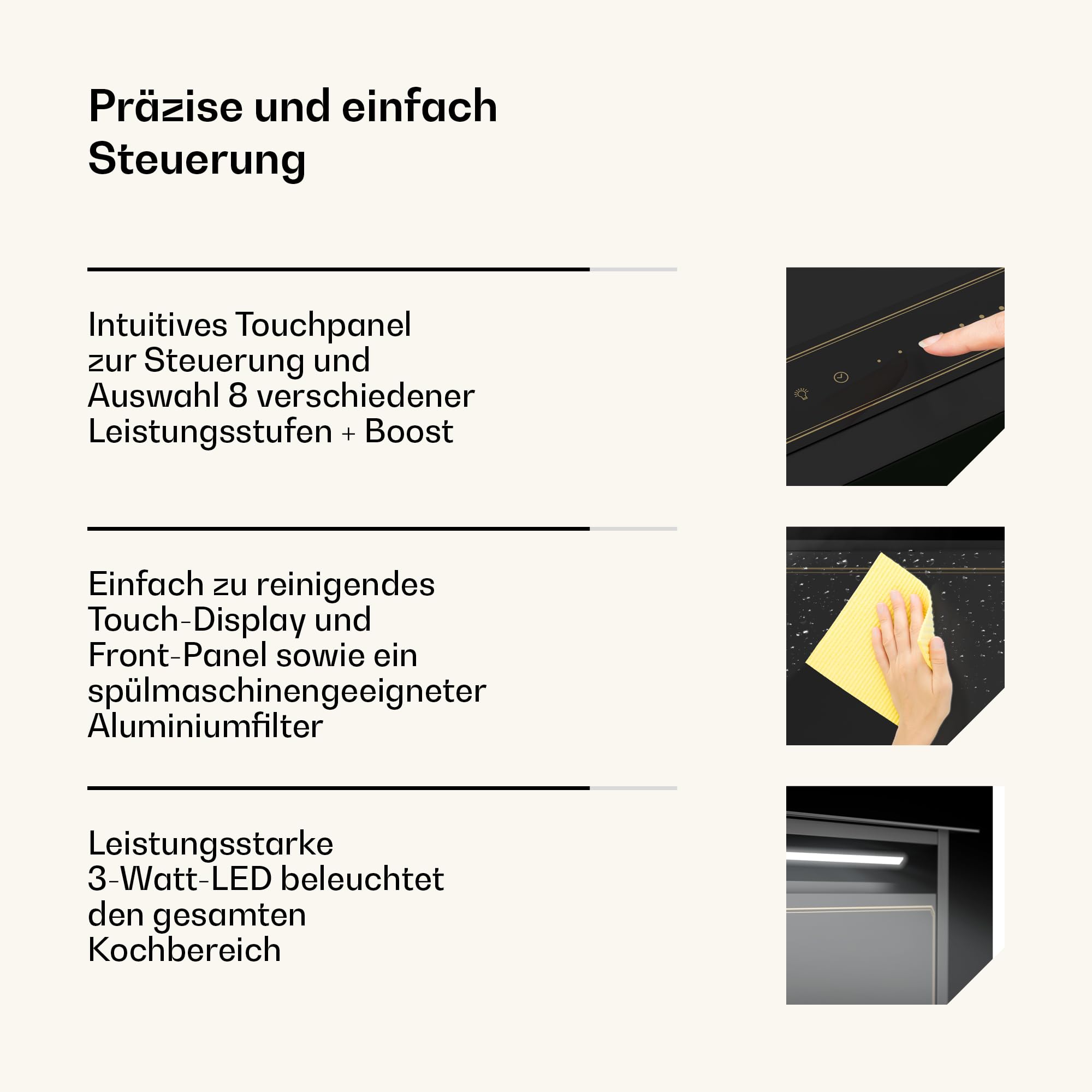 Klarstein Victoria Downdraft Dunstabzugshaube A++ 720 m³/h 52 dB Touchscreen LED Schwarz