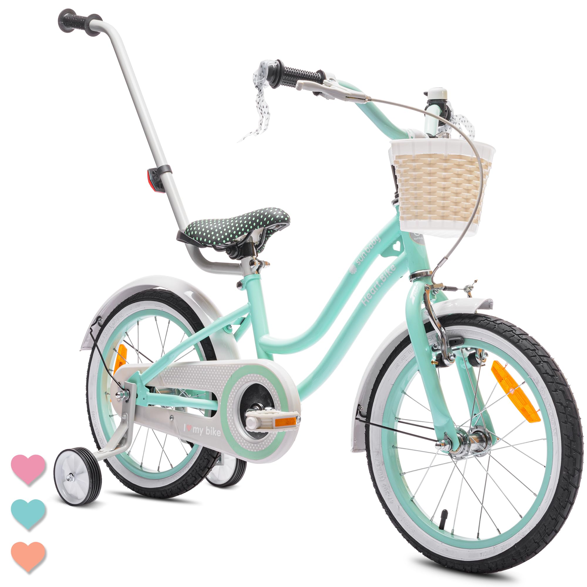 sun baby Bicicleta para niñas Heart Bike, tamaño de Rueda 12 14 16 Pulgadas, con Barra de Empuje Desmontable, Bicicleta Infantil para niñas de 2 a 6 años — view 17