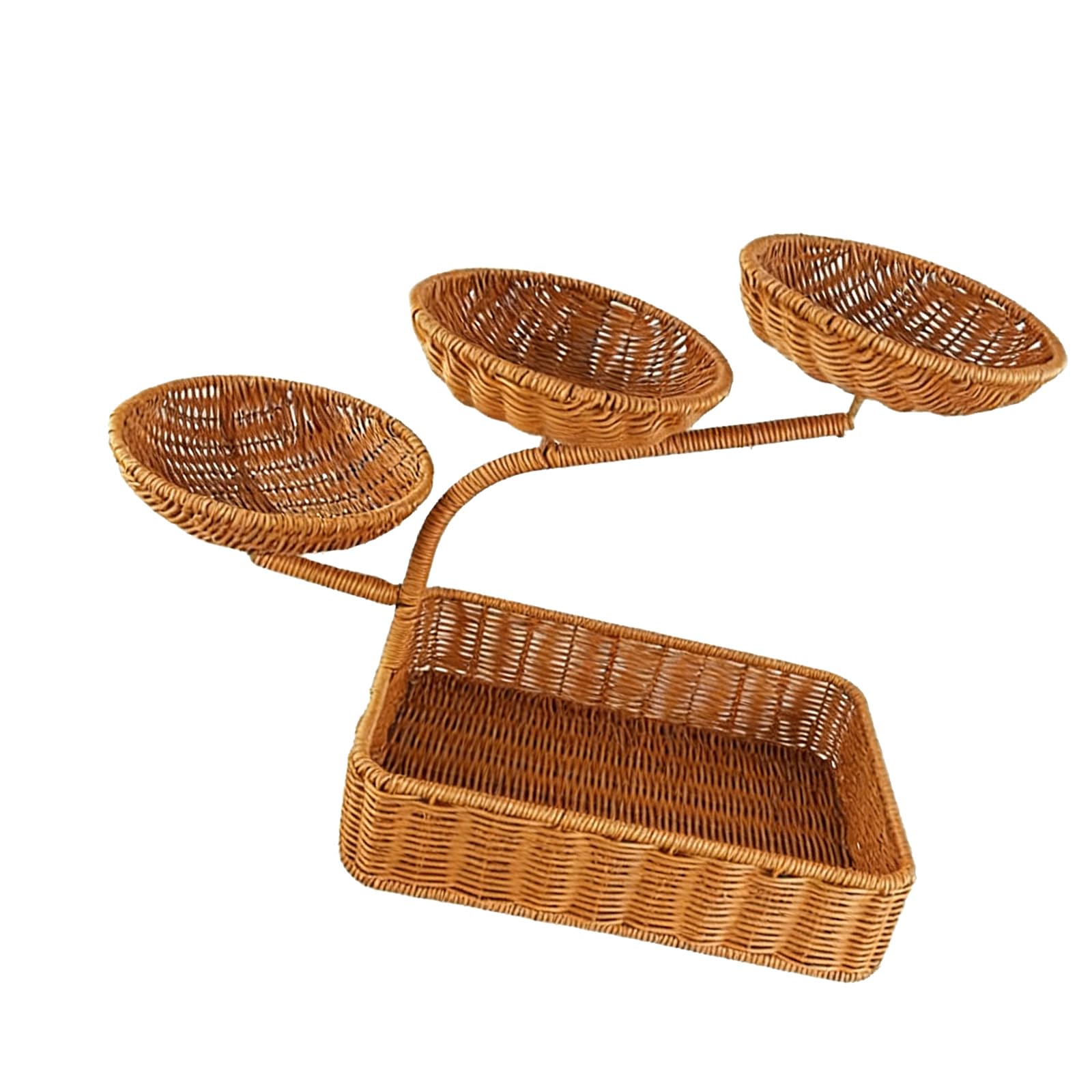 Cesta de Frutas de ratán de Varios Niveles Moderna, Bandeja para Servir para Cocina, Comedor, Almacenamiento, Propietario de golosinas permanentes
