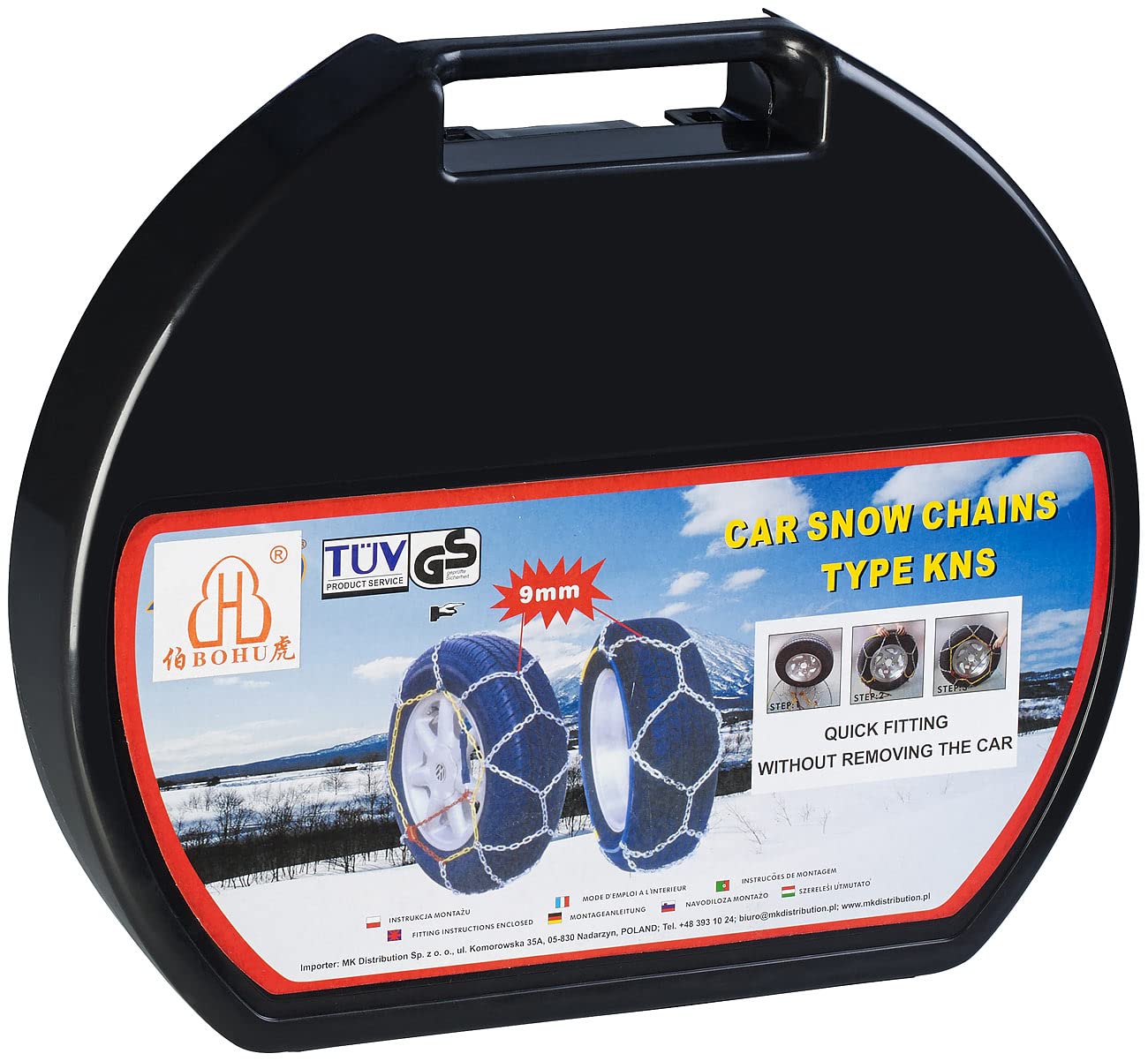 Chaînes à neige XXL pour pneus 225/55 R19 avec boîte de transport [Lescars]