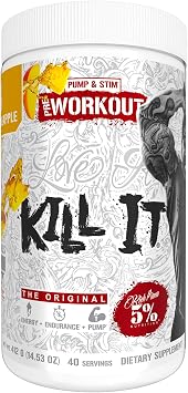 5% Nutrition Rich Piana Kill It Pre Workout Powder w/Creatine, Caffeine, Beta Alanine, Hydroprime Glycerol for Pump, Strength, Endurance | 14.11 oz, 40 Srvgs Mango Pineapple
