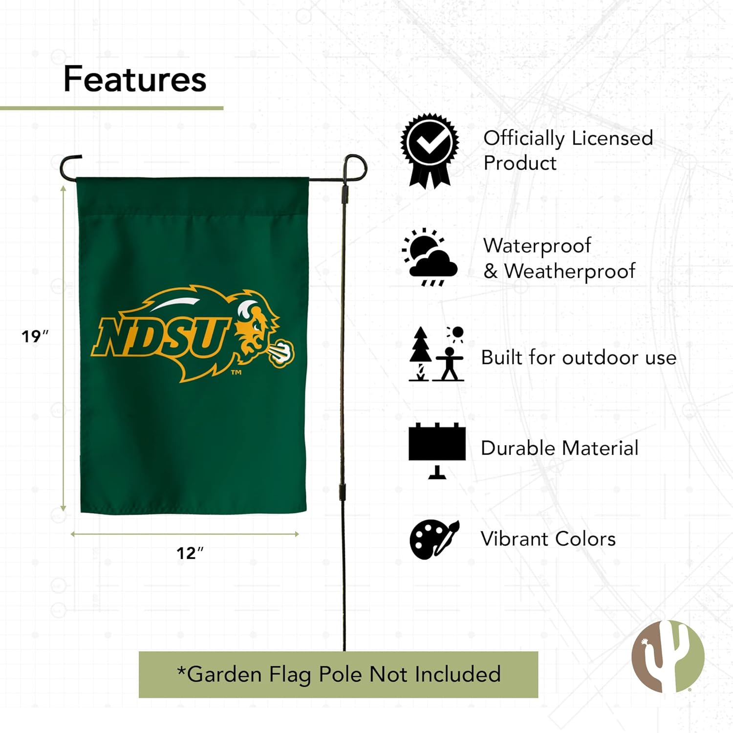 Desert Cactus North Dakota State University NDSU Garden Flag – 19 x 12 inch North Dakota State Bison Banner, For Outdoor Display and Events (Design A) - Image 4