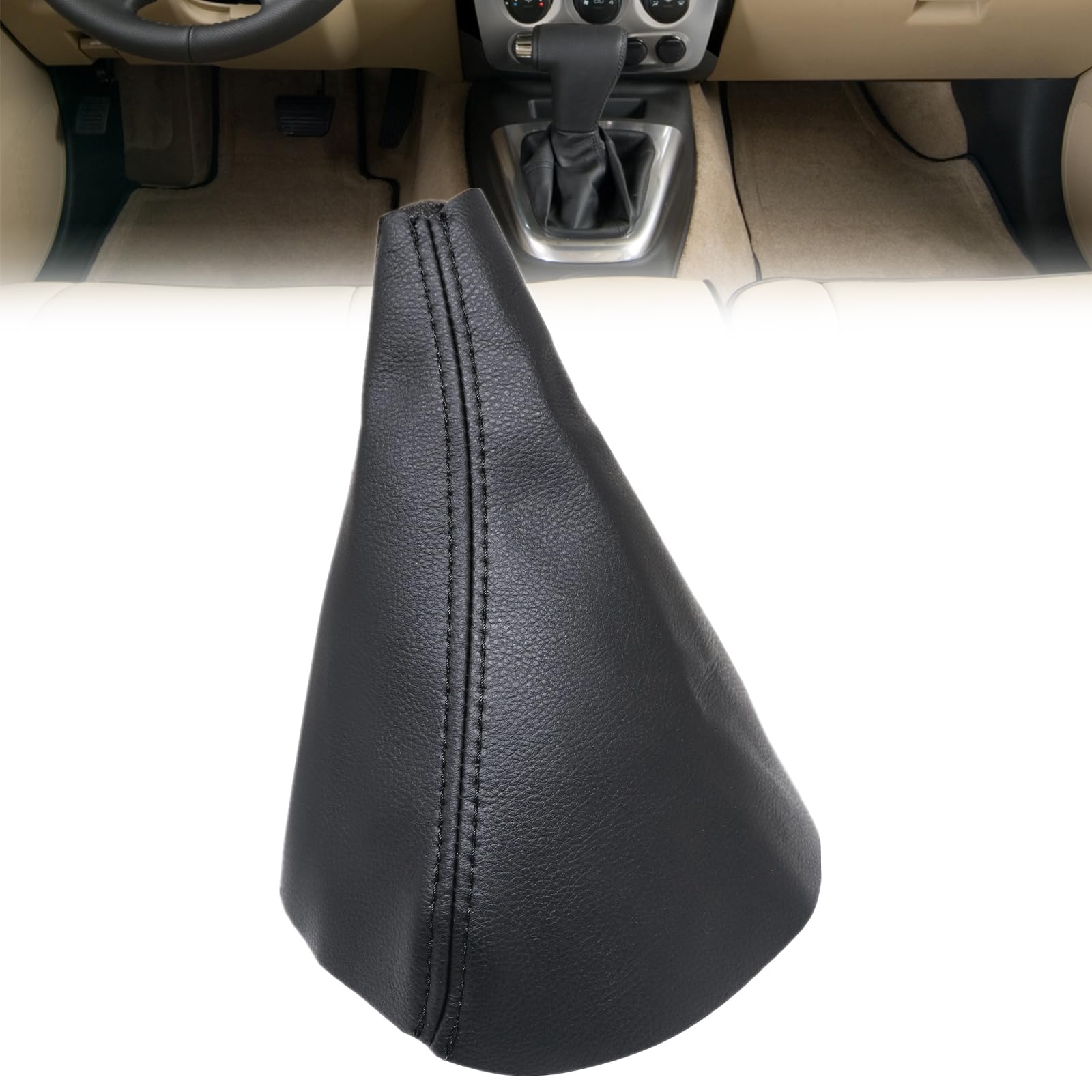 Leather Shifter Boot Shift Cover Compatible with Hummer H3 Automatic 2005 2006 2007 2008 2009 2010 2011 Black Car Shift Knob Boot Dust Cover