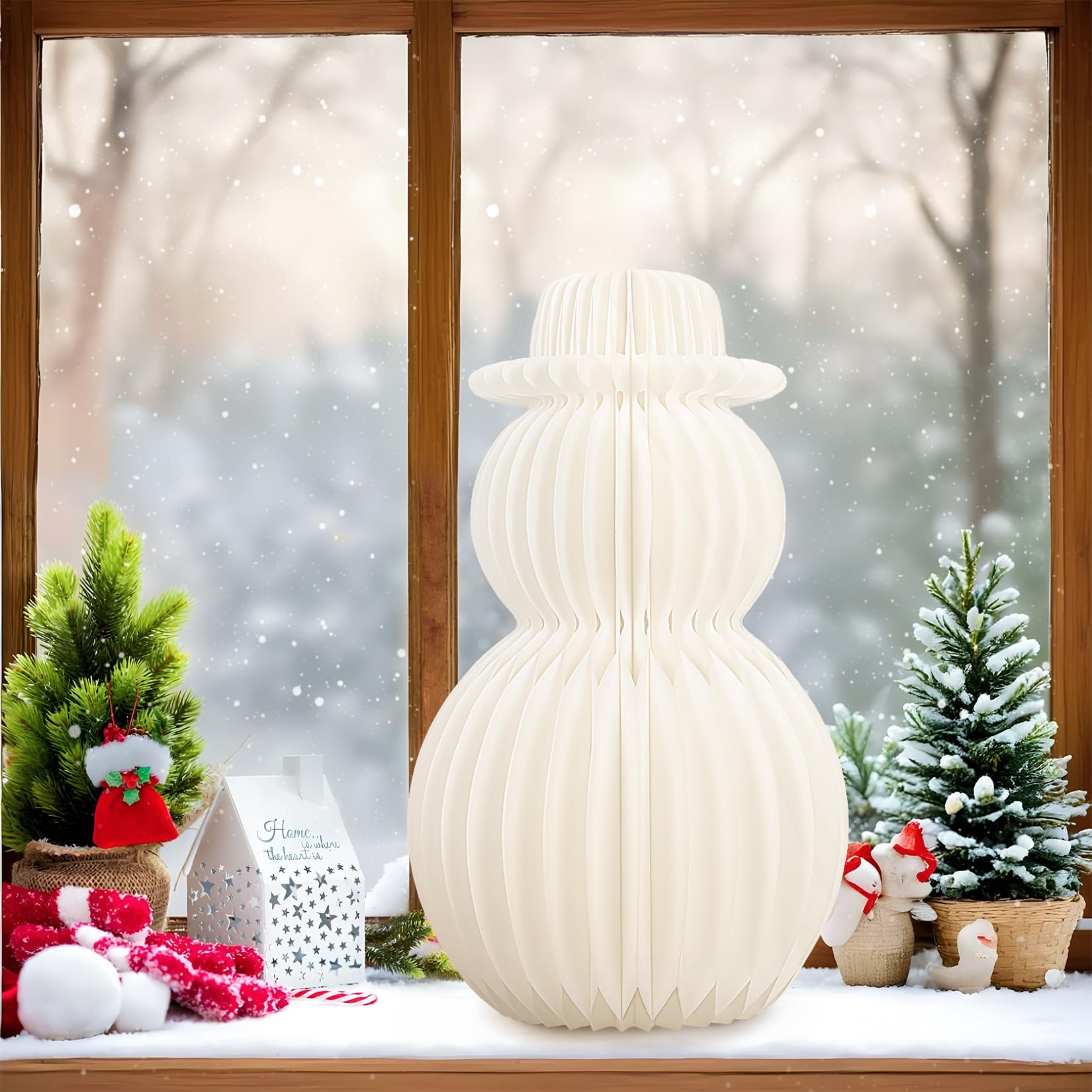 Weihnachtsdekorationen Papier Schneemann leuchten