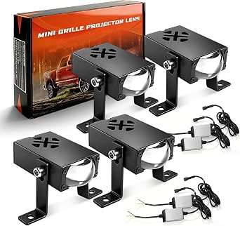 COLIGHT 4Pcs Ultra-Thin Mini LED Grille Projector Lights, Dual Color White&Yellow Hi-Lo Strobe Fog, w/Cooling Fan, 12-24V Offroad Aux Lamps for Truck Pickup Car SUV ATV UTV Motorcycle