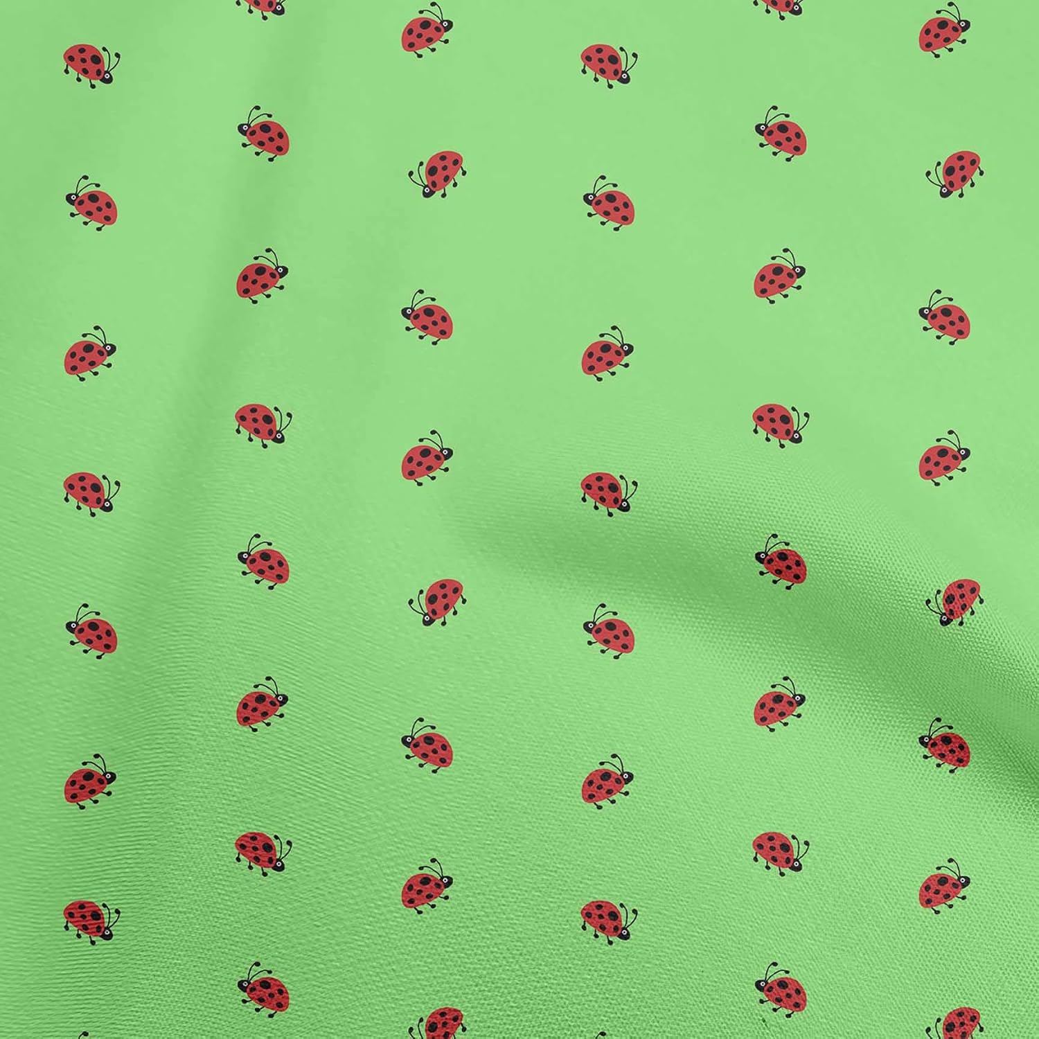 oneOone Cotton Flex Light Green Fabric Bird Ladybird Sewing Material Print Fabric By The Yard 40 Inch Wide