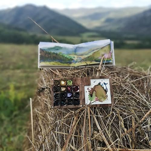 Miniatura 2 de Pequeña paleta de acuarela portátil de madera con tapa, mini paleta de acuarela, paleta de acuarela vacía para acuarela, gouache, pintura acrílica,