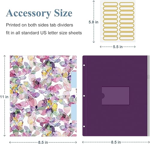 Miniatura 4 de Carpeta de 3 anillos, carpeta de anillos redondos de 1 pulgada con portapapeles, pestañas divisoras, fundas de PVC con cremallera y planificadores