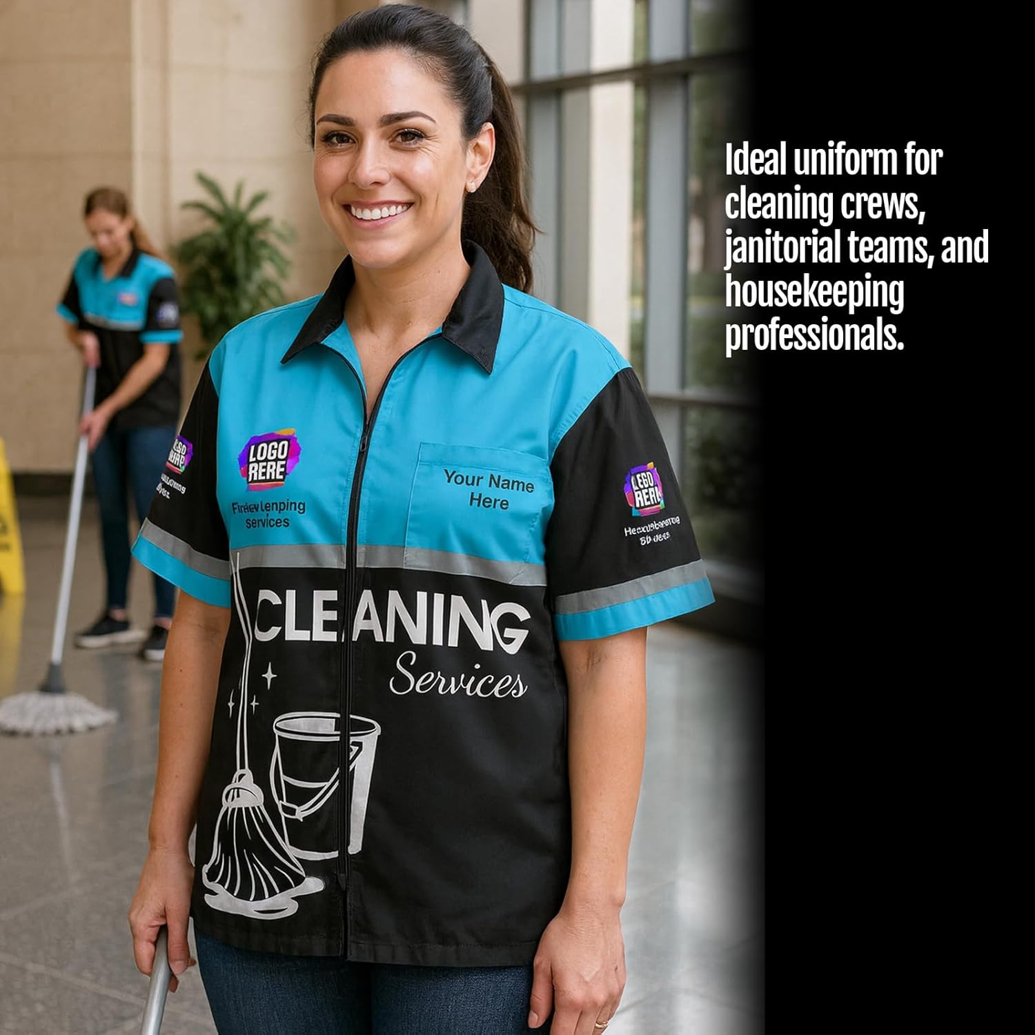 Custom Housekeeping Cleaning Uniform – Personalized Waterproof Smock with Logo & Name for Housekeeper or Cleaner