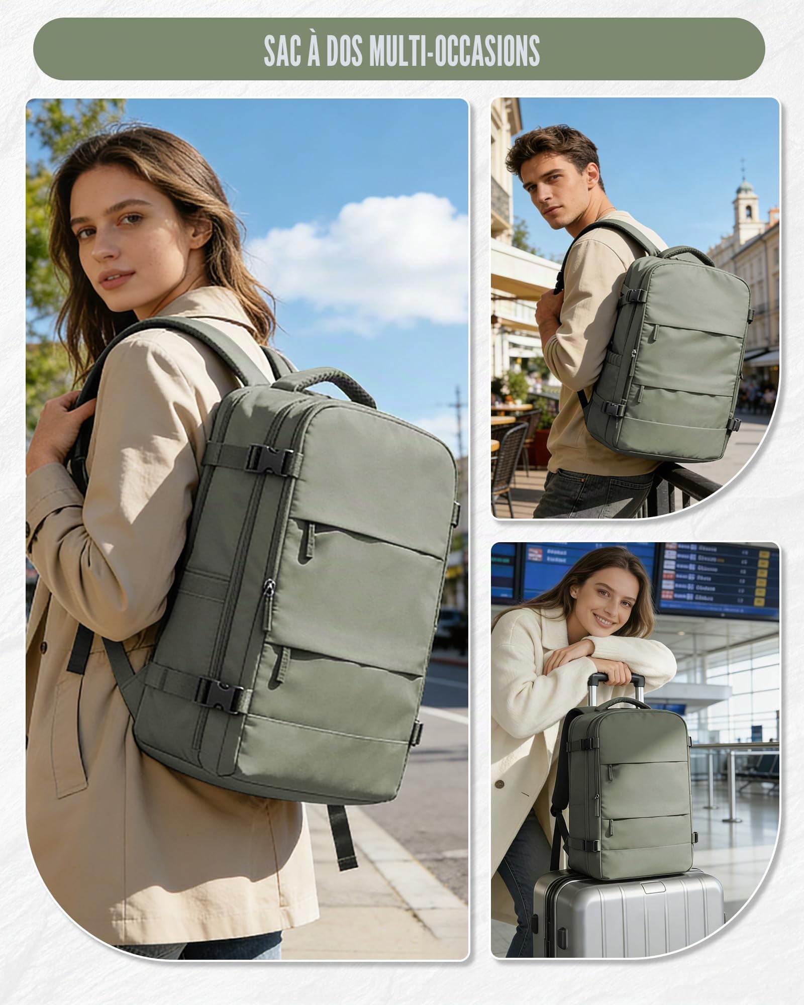 HPLQQ Sac à dos sous vide de voyage 40x30x20 avec pompe pour Ryanair,Cabine Avion Bagage cabine à main avec compression pour homme et femme,Sac airbag avec pompe,H03-Vert