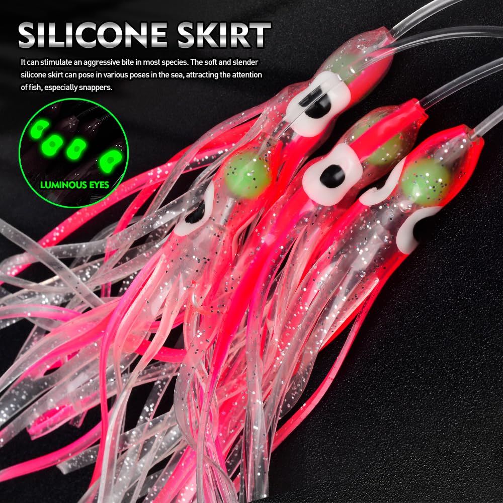 Daisy Chain Teaser Schleppköder – Fliegender Fisch, Teaser, Großspiel, Salzwasser, Offshore, Thunfisch, Mahi, Wahoo, voll Rigged Squid Teaser, Trolling, Angelköder mit Netztasche