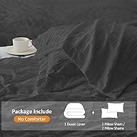 Vista 3 de Cozyide Juego de funda de edredón tamaño individual de color gris oscuro, 2 piezas, funda de edredón de sirsaca suave y transpirable con cierre