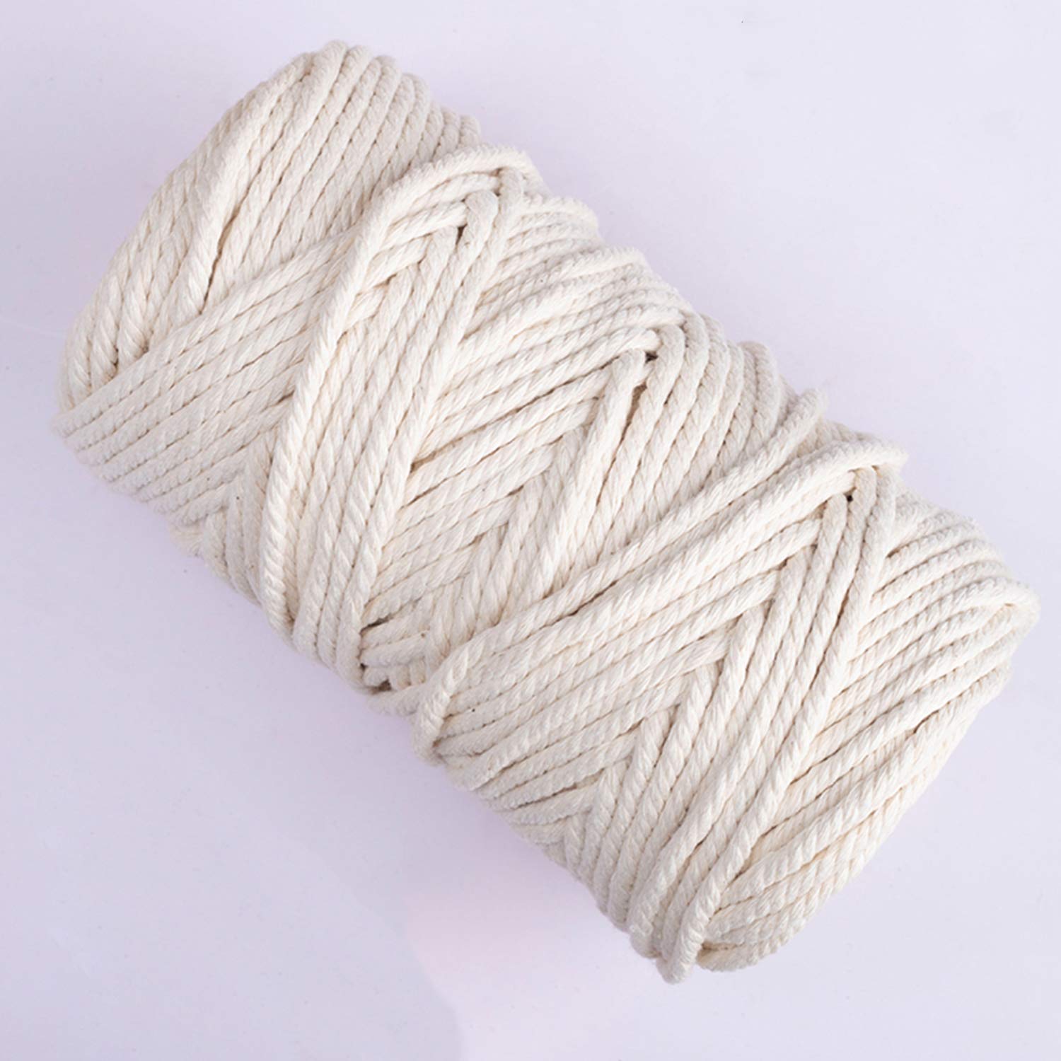 Corda in cotone macramè, corda in macramè in cotone naturale 2mm 3mm 4mm 6mm, cavo in cotone resistente e resistente per artigianato fai-da-te, arazzo fatto a mano 6mm-100m