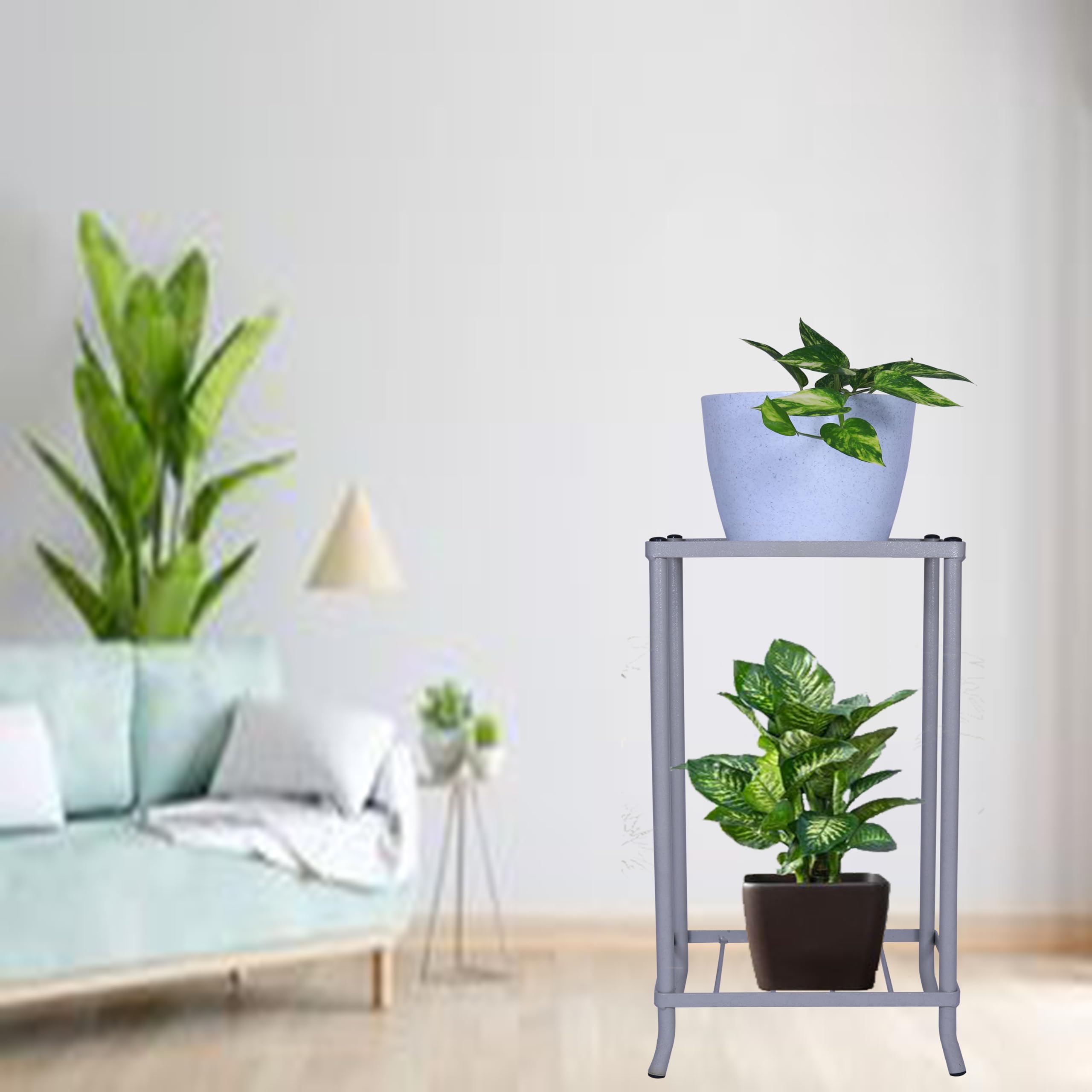 D&V ENGINEERING - Creative in innovation Metal 2-tier Multi-purpose Plant Pot Display Stand, Grey, WxBxH- 28 x 28 x 63 cm, 1 Piece (B07NXWK92K) Amazon Price History, Amazon Price Tracker