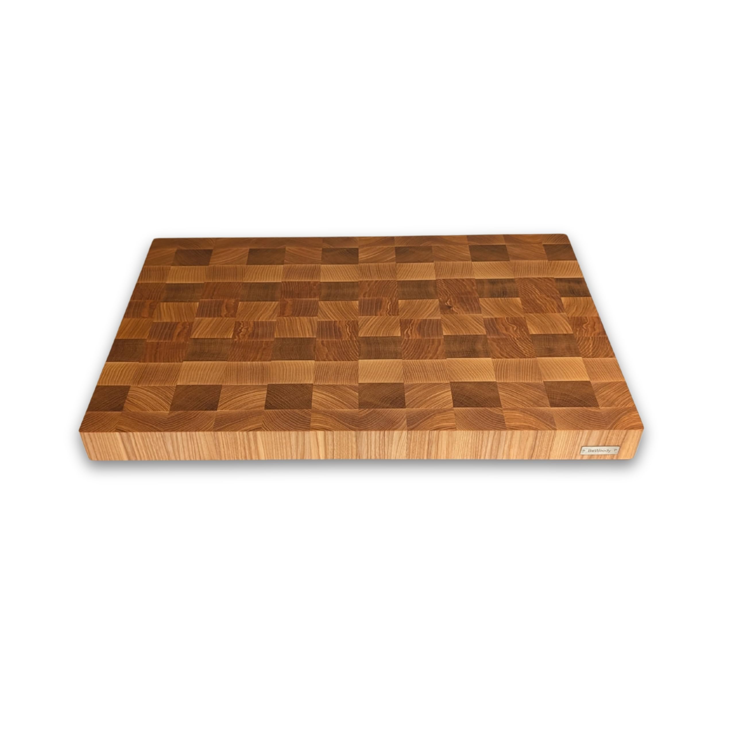 XXXL Stirnholz Schneidebrett 60×40×4,5 cm – Premium Hackblock aus Eiche & Esche – Küchenbrett massiv mit Griffmulden & rutschfesten Silikonfüßen – extra groß & langlebig