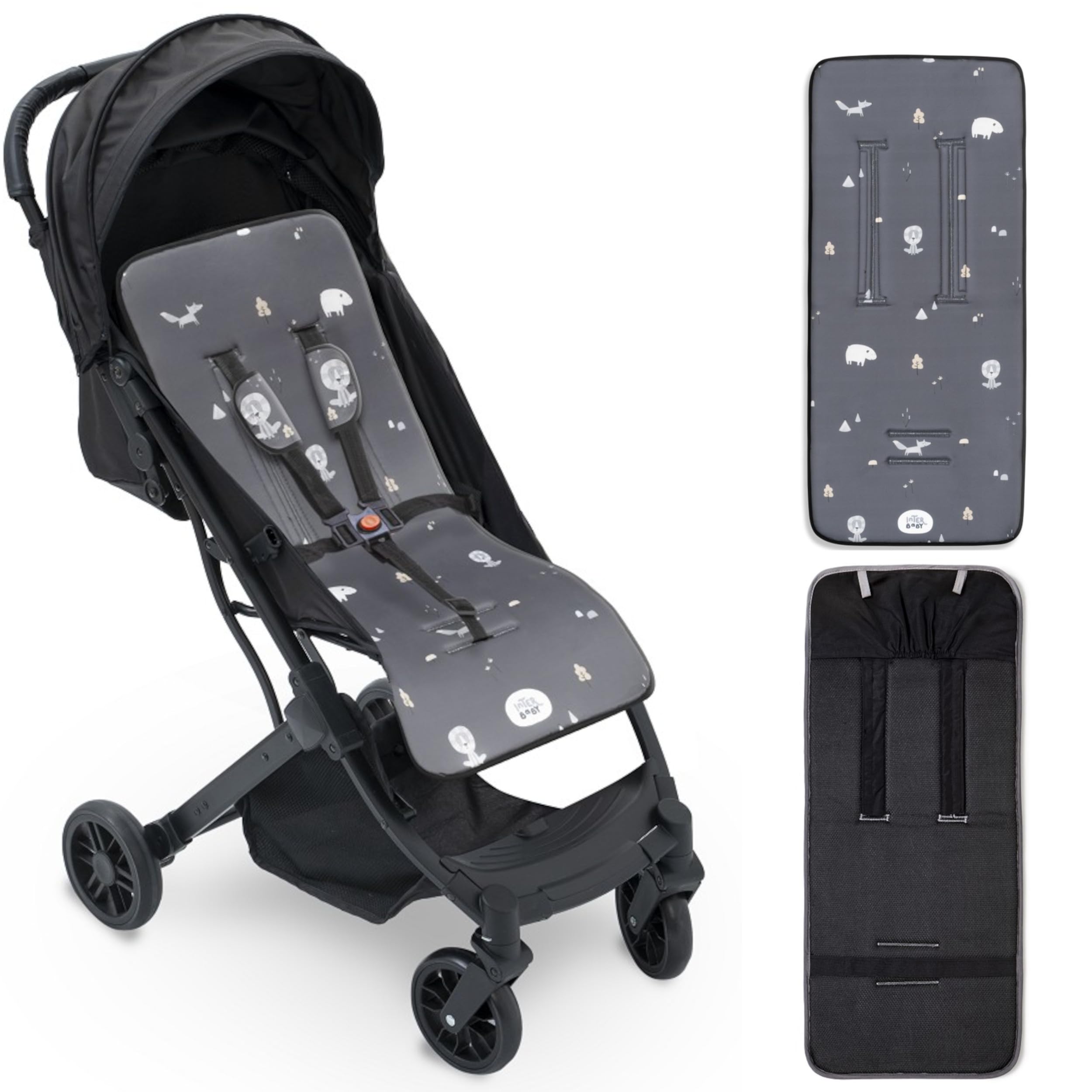 Colchoneta Silla Paseo Universal Funda Carrito Bebe Transpirable Primavera Verano Ligera Ajustable – Regalo Recien Nacido Niña/o BabyShower Diseño Leon — view 11