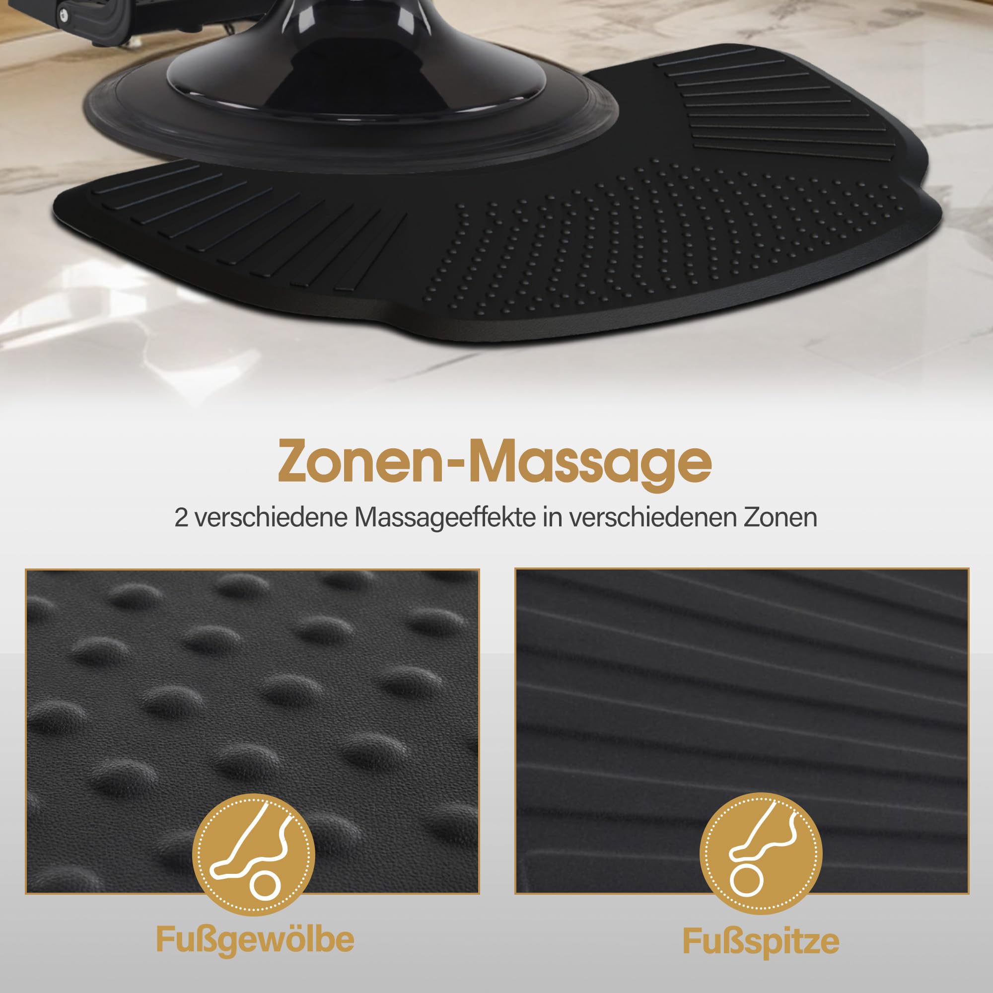BarberPub Anti-Ermüdungsmatte für Friseure, Ergonomische Bodenmatte Friseurmatte für Barbershop Salon, Friseurbedarf 102X152 cm Halbkreis 2,5 cm Dicke, M123 (Schwarz)
