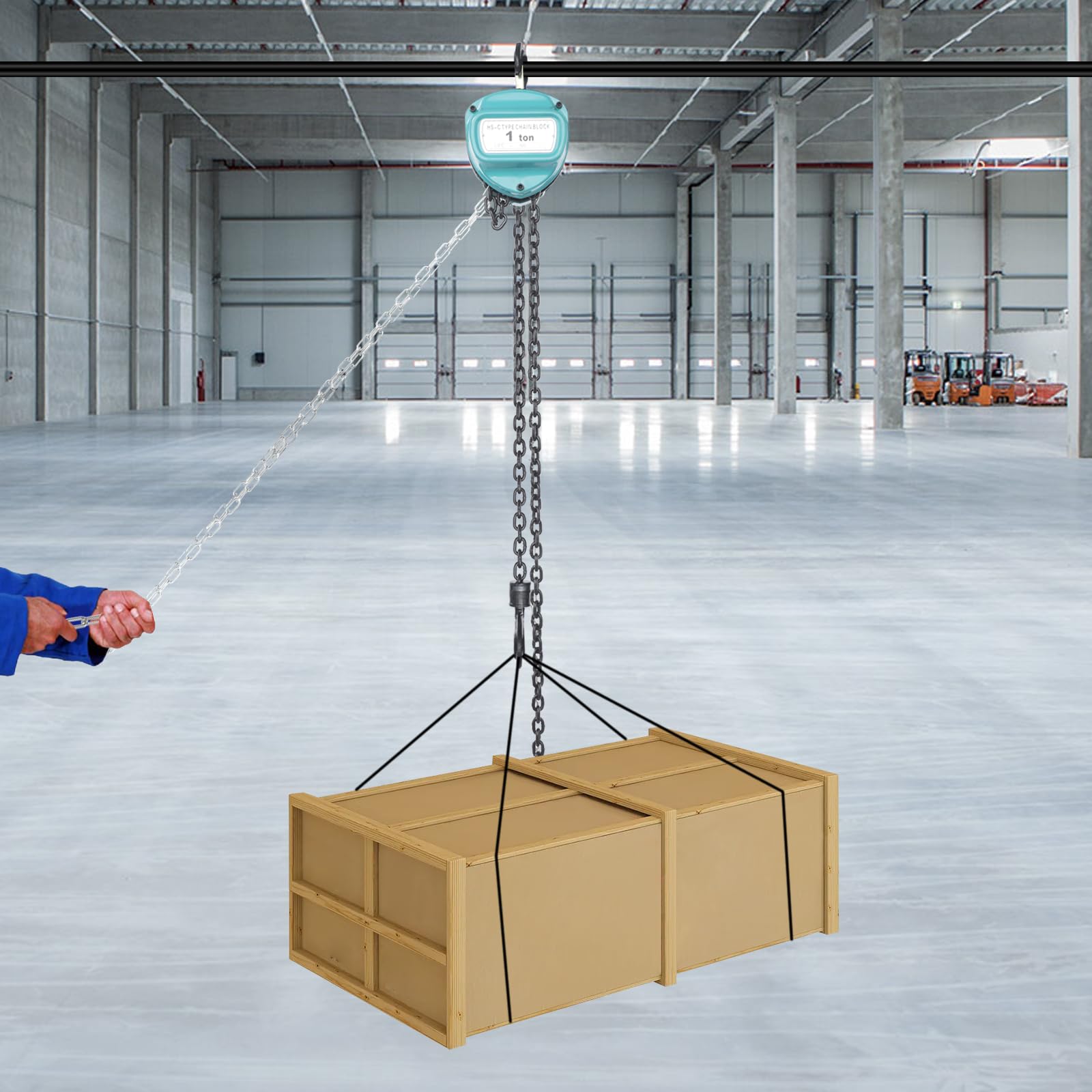 Handkettenzug 1 T Traglast, Kettenzug mit 6m Hubhöhe & 360° drehbarem Haken | Hochleistungs Flaschenzug, manuelles Hebezeug für Garage, Werkstatt und Lager
