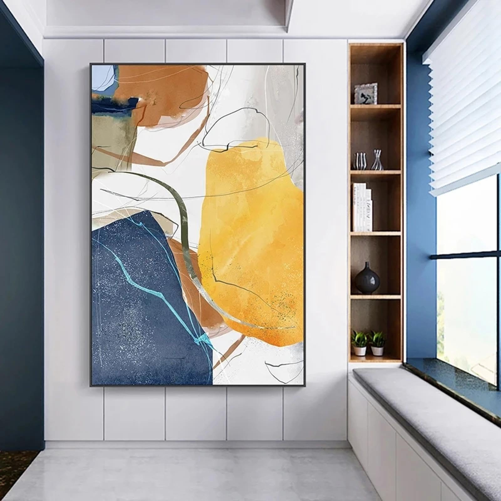 Nordique Doré Feuille Abstraite Fleur Toile Peinture Tableau Decoration Murale,Impression Sur Toile Art Affiche Salon Chambre Maison Décoratifs Moderne Aesthetic Room Decor ×3 Sans Cadre (50X70cm