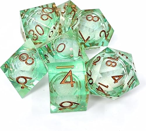 Miniatura 1 de Sage's Portal Liquid Core - Juego de 7 dados poliédricos DND de resina de borde afilado para Dungeons and Dragons Sage's Souls Dice RPG de mesa