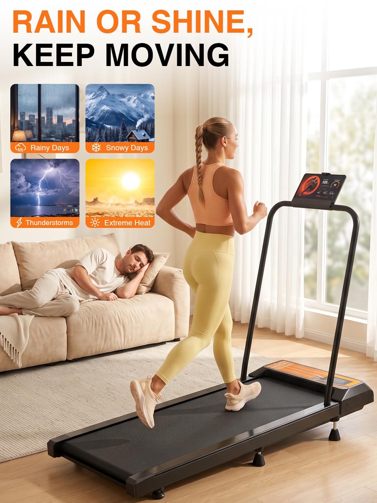 Under Desk Treadmill with Incline, Portable Walking Pad with Handlebar view 7