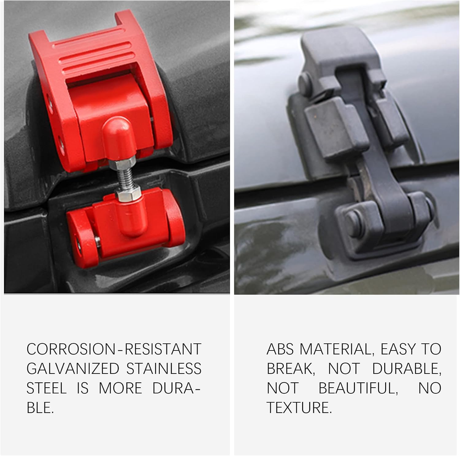 Hood Latch, Adjustable Hood Lock Kit for Jeep Wrangler JK JKU 2007-2018 and 2018-2023 Jeep Wrangler JL JLU(red)