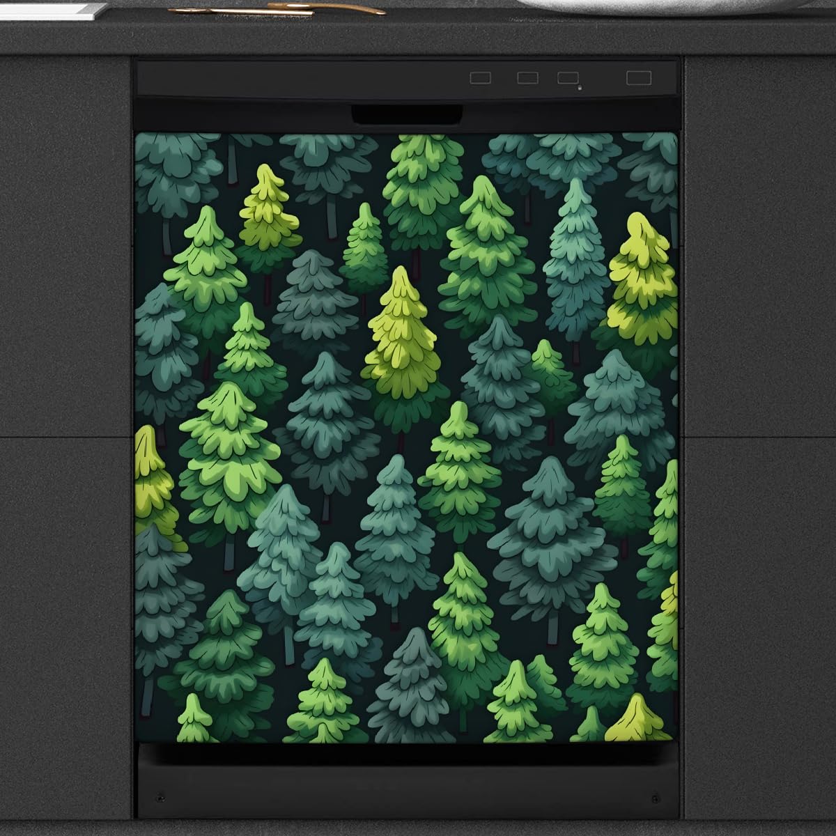 Funda lavavajillas imán antimanchas cubierta magnética panel reutilizable bosque 8