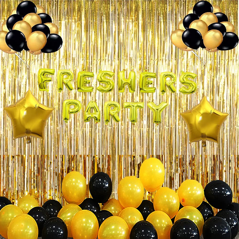 ExperienceSaga 16 Inch Fresher Party Gold Letter Balloons Mylar Foil