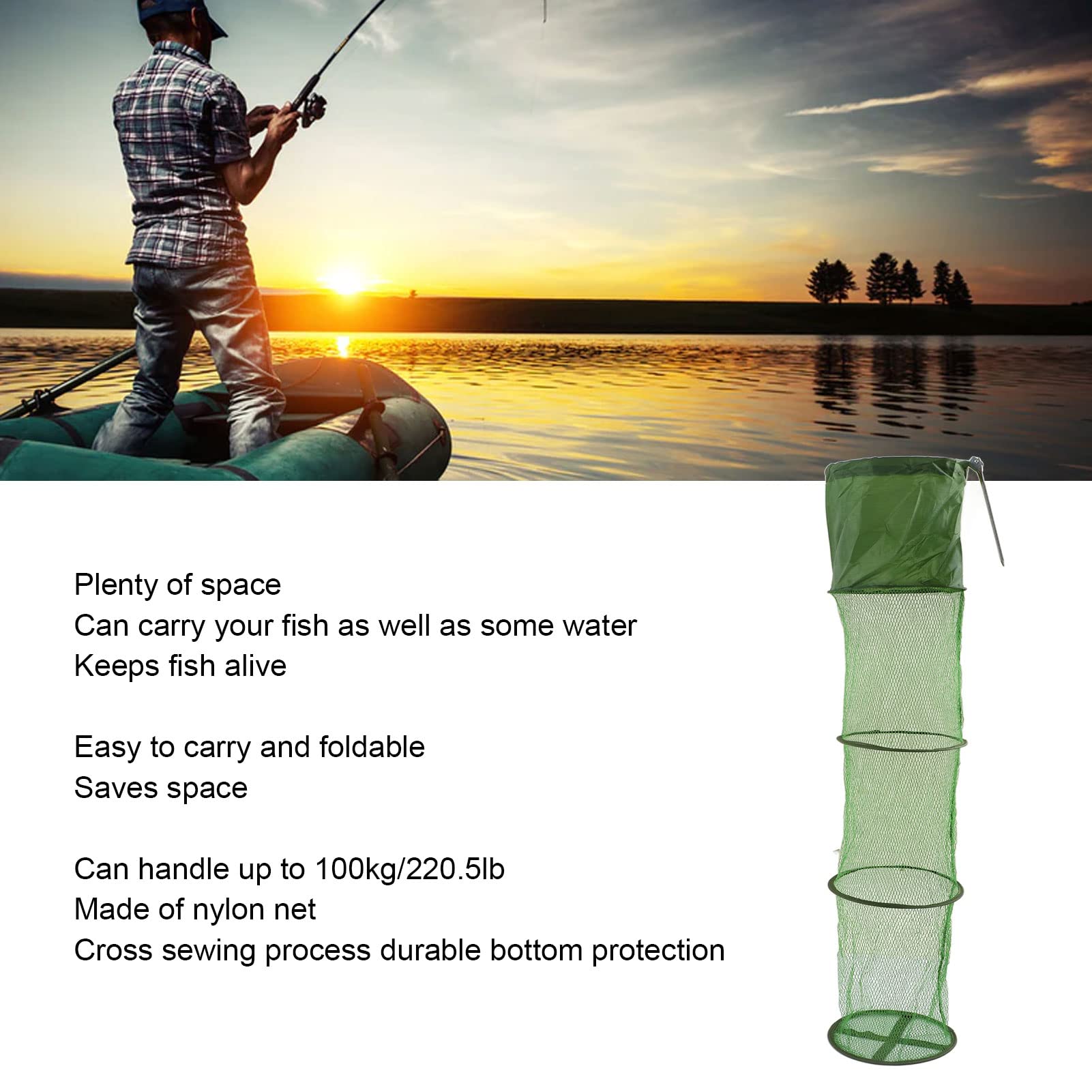 HX08004-Portable Pliable Épuisette automatique Filet de pêche Pêche