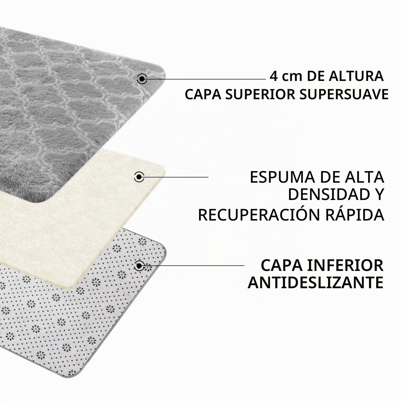 Alfombra Gris Pelo Largo Moderna para Salón y Dormitorio, Suave y Antideslizante, Fácil de Limpiar, 160x230 cm