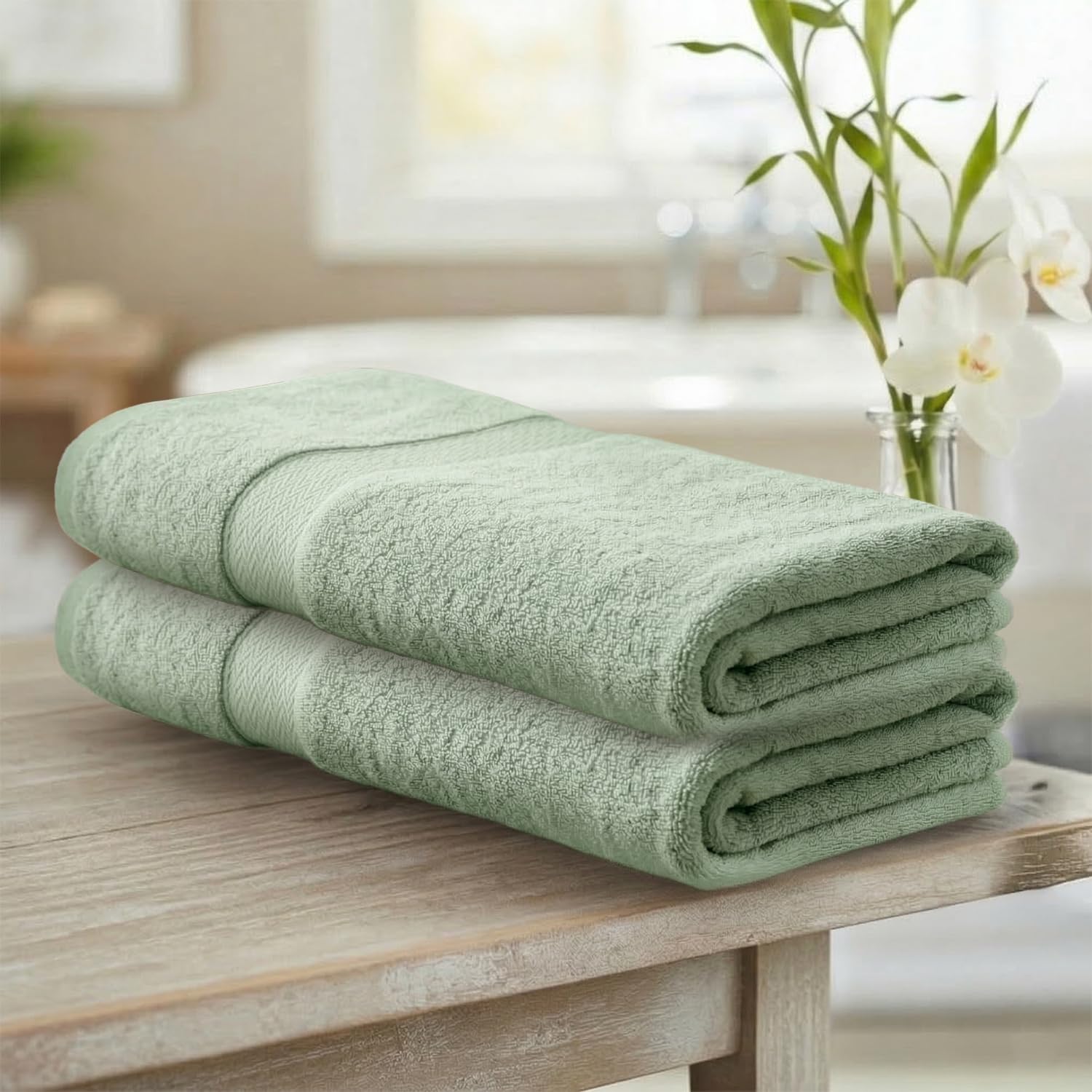 Earthy Fables Bamboo Bath Towel 70x140 cm, 600 GSM Bamboo Towel for Men & Women, Ultra Soft, Highly Absorbent, Quick Dry, Skin-Friendly & Odor Resistant, Large Bath Towel, Set of 2, Sage Green-image-30